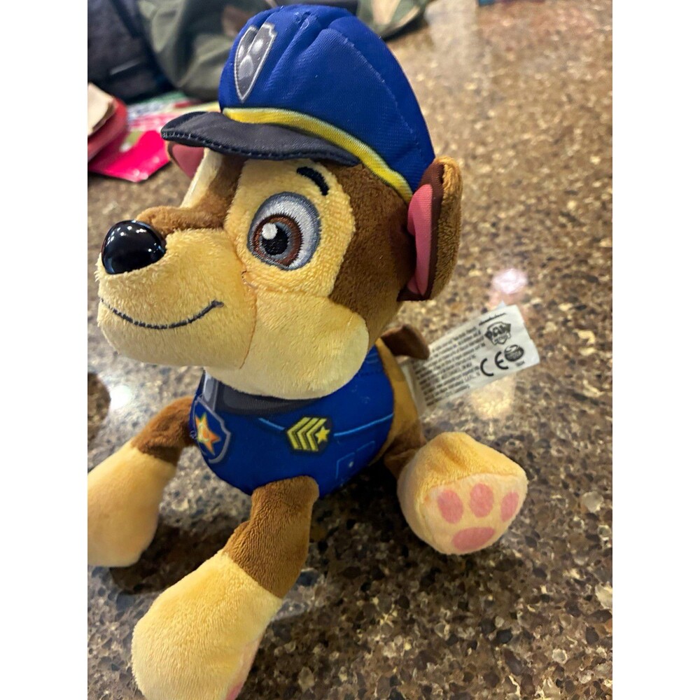 PAW Patrol Chase Plush Stuffed Dog Blue Police Uniform, 6 in